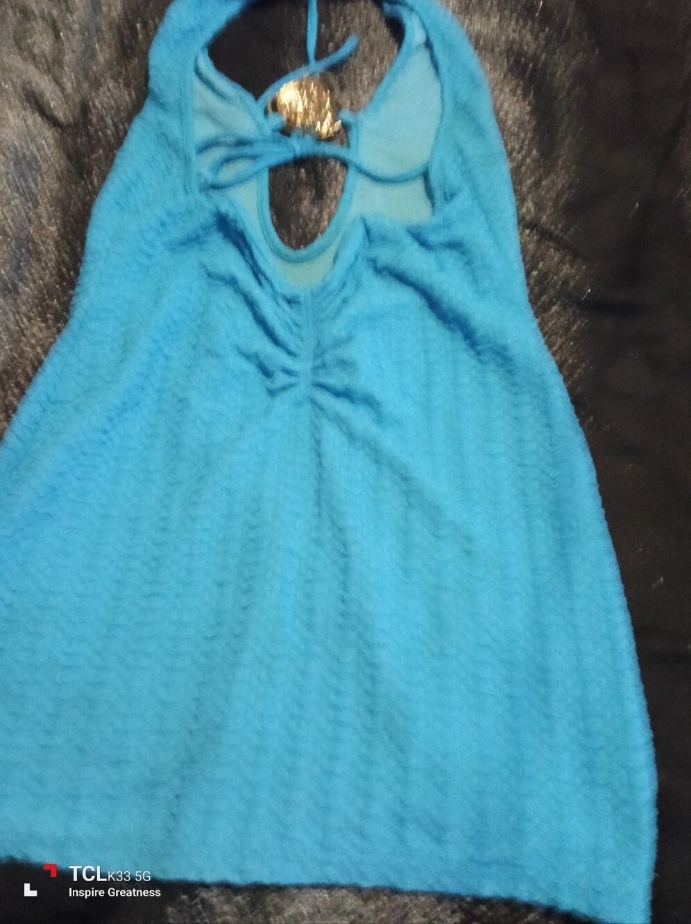 Bright Turquoise Halter Dress with Tie-Back